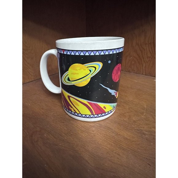 Da Mert Other - Outer Space Coffee Mug Cup 1993 Dan Gilbert Art DaMert Galaxy Planets Vtg